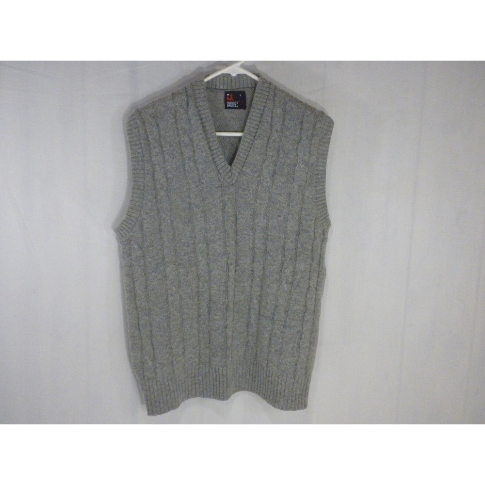 Vintage ILGWU Robert Bruce‎ Sweater Vest L Gray Wool Knit Old Money Grandpacore